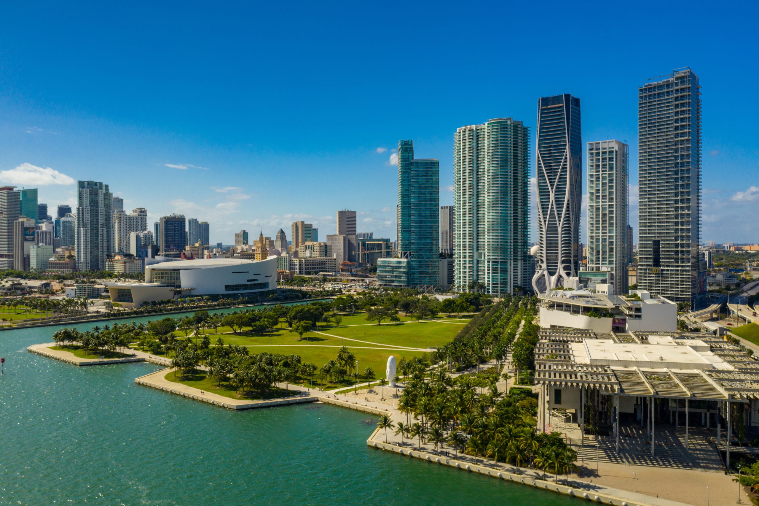 Aerial Museum Park Downtown Miami FL